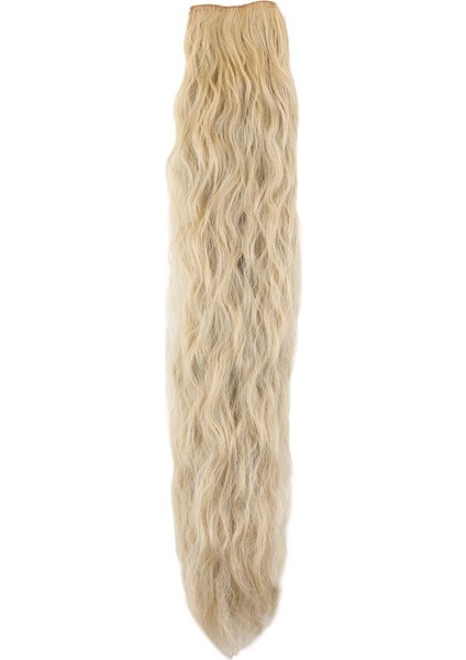 Kanekalon Fiber Sentetik Kabartılmış Dalgalı 8 Parça Saç Çıt Çıt / Balköpüğü Platin Röfleli / (LISINYA175)