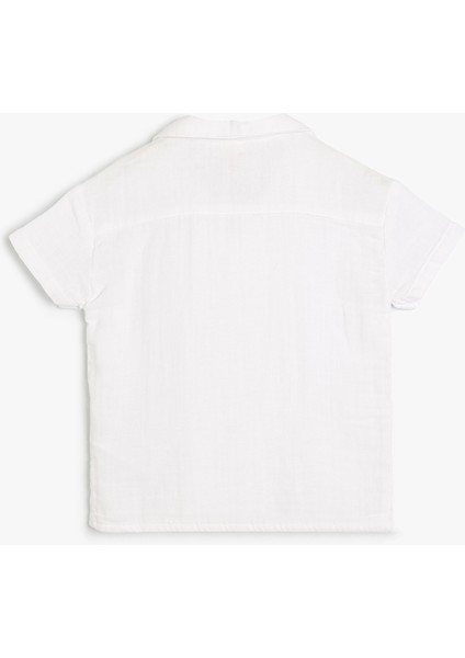 Müslin Gömlek Dokulu Düğme Detaylı Klasik Yaka Cepli fiyatları