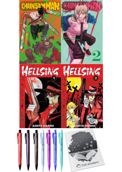 Chainsaw Man 1-2 ve Hellsing 1-2 Manga 4lü Set