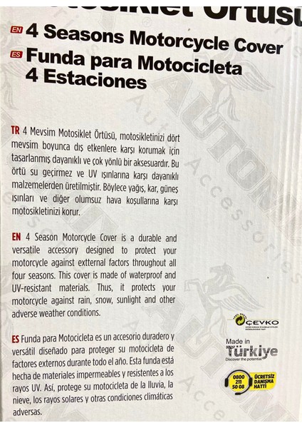 Motosiklet Örtüsü, Motosiklet Brandası, Dış Mekanda Çizikleri Önler, Su Geçirmez