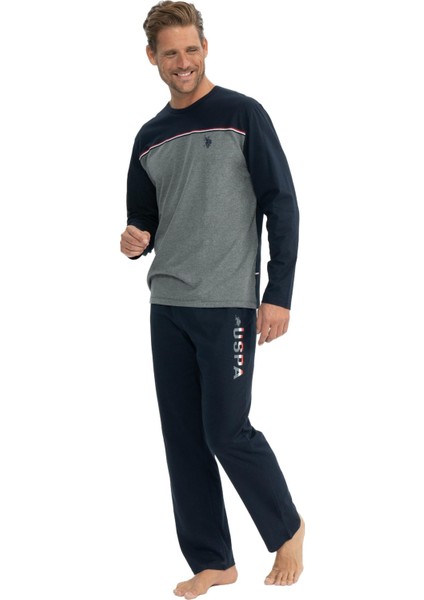 Erkek Lacivert Yuvarlak Yaka Pijama Takımı