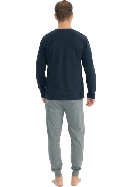 Erkek Lacivert Yuvarlak Yaka Pijama Takımı modelleri