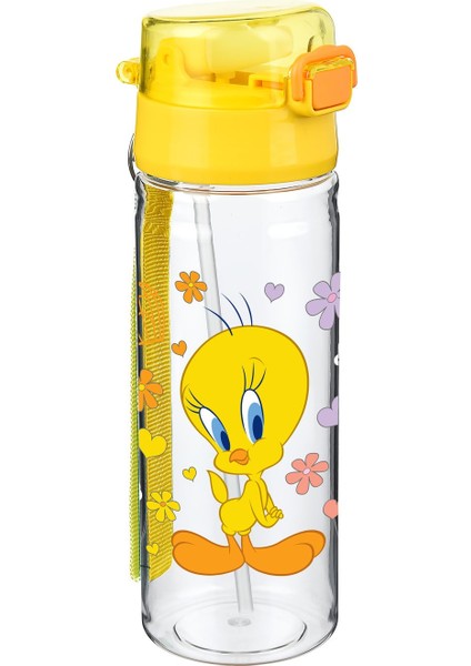 Pembe Okul Çantası 2'li Set Su Itici Özel Kumaş Hafif Lise ve Ortaokul Sırt Çantası Tweety Suluk