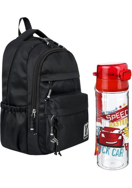 Siyah Okul Çantası 2'li Set Su Itici Özel Kumaş Hafif Lise ve Ortaokul Sırt Çantası Tweety Suluk