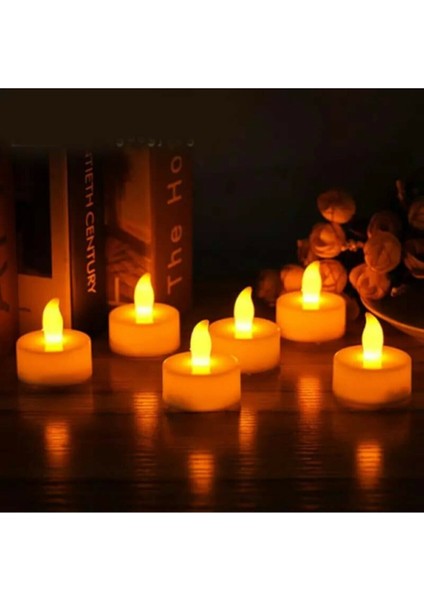 6 Adet Sarı Işıklı LED Mum El Mumu Tealight Piller Dahil Kullanıma Hazır