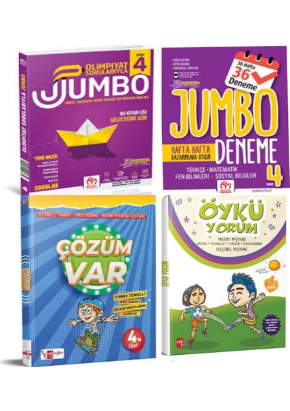 4. Sınıf Olimpiyat Sorularıyla Jumbo Soru Bankası ve Tüm Dersler Deneme ve Öykü Yorum+Çözüm Var