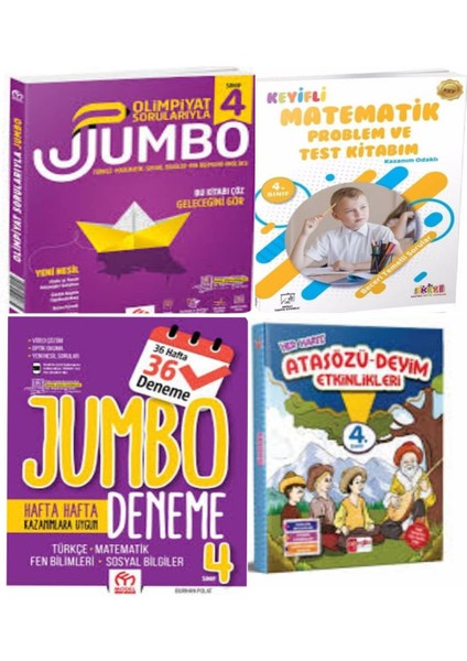 4. Sınıf Olimpiyat Sorularıyla Jumbo Soru Bankası + Tüm Dersler Deneme ve Matematik Problem Test Kitabım+ Atasözü Deyimler