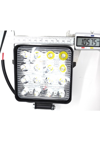 Bold Camper Beyaz Işık Çalışma Lambası 16 LED 12V - 24V 48W Kare Aluminyum Siyah Boyalı