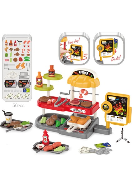 Çocuk Barbekü Alışveriş Masası Oyuncak Seti Oyna (Yurt Dışından)