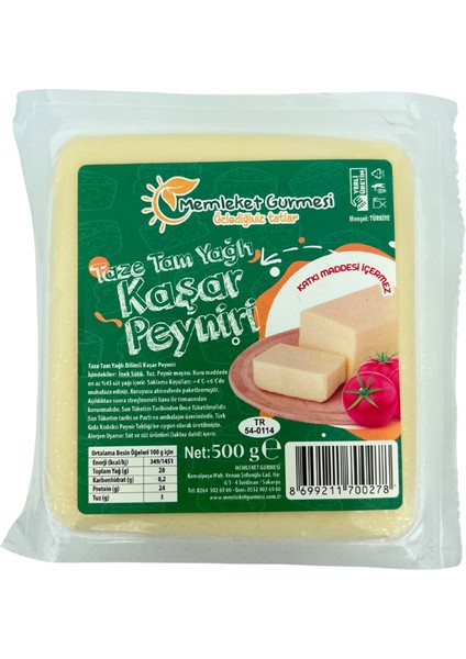 Memleket Gurmesi Kaşar Peyniri 500 gr Mg