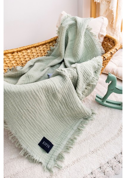 4 Katlı Müslin Çok Amaçlı Bebek&çocuk Müslin Örtü Battaniye Pamuk 110X110CM