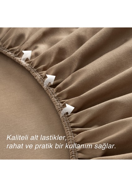 Ranforce Akfil Kahverengi Lastikli Çarşaf 2 Adet Yastık Kılıflı Battal Boy Çarşaf Seti 180x200 fiyatları