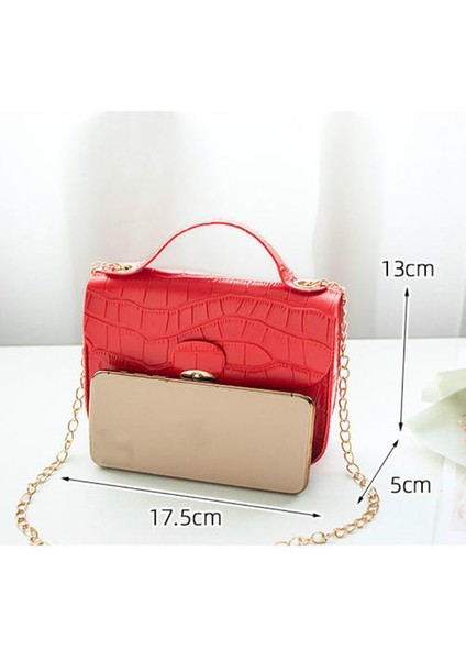 Moda Timsah Deseni Küçük Kare Çanta Bayanlar Omuz Çantaları Messenger Cep Telefon Çantası Kese Ana Femme Kadınlar Için (Mor) (Yurt Dışından)