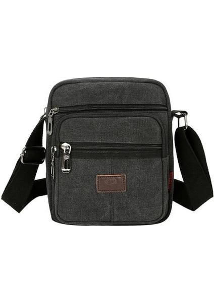 Erkekler Rahat Tuval Crossbody Çanta Fermuarlı Omuz Çantası Haberci Çantası Spor Göğüs Çantası (Gri) (Yurt Dışından)