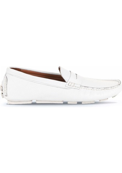 Beyaz Flotter Deri Erkek Loafer 21MA02