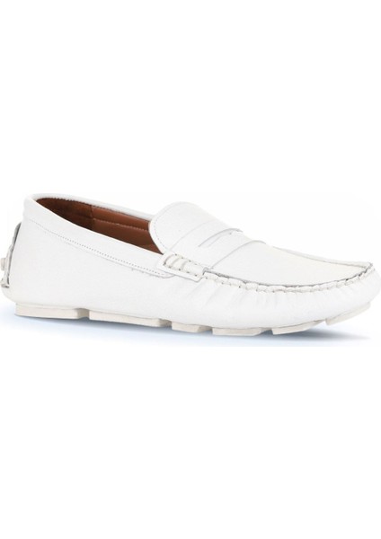 Beyaz Flotter Deri Erkek Loafer 21MA02