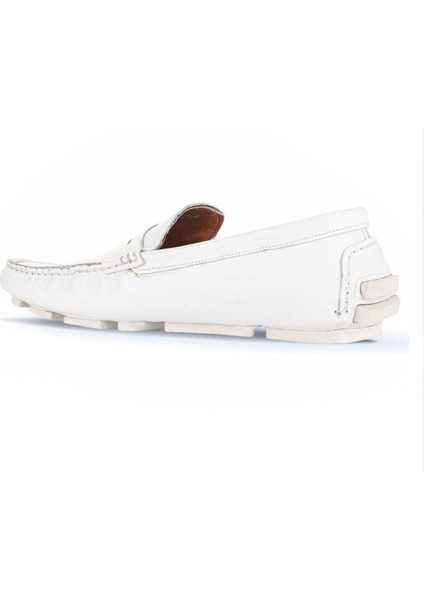 Beyaz Flotter Deri Erkek Loafer 21MA02