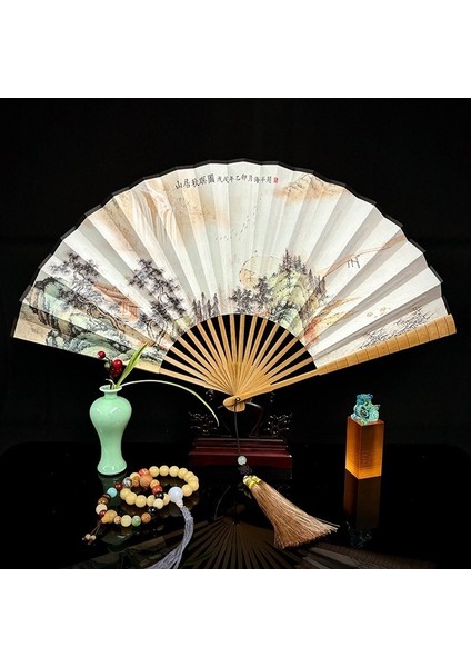 9 Inç Antika Tarzı Katlanır Fan Dekoratif Koleksiyon Zanaat Fanı (Yurt Dışından)