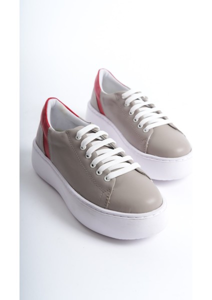 Mb6303-Gk Kadın Kalın Taban Gri Kırmızı Deri Sneaker & Spor Ayakkabı fiyatları