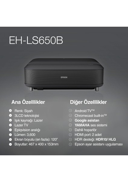 EH-LS650B 4K Pro-Uhd Projeksiyon