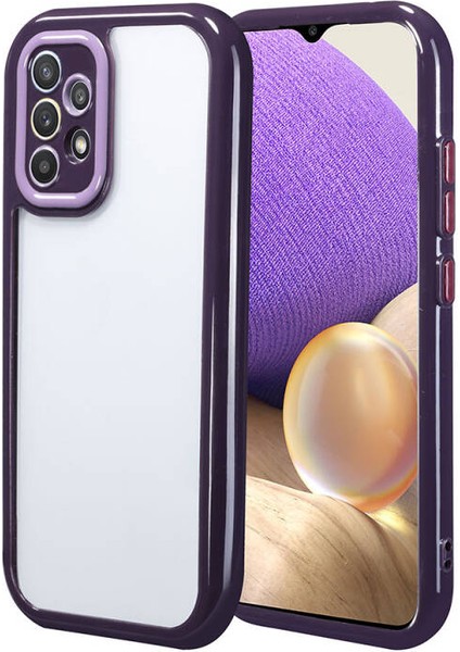 Samsung Galaxy A32 4G Kılıf Kamera Korumalı Renkli Kenar ve Çerçeve Tasarımlı Kromi Kapak