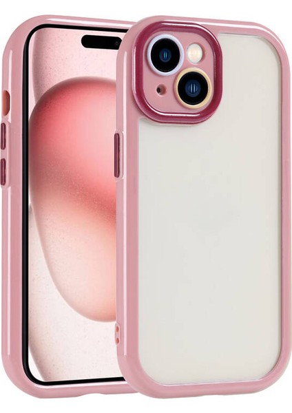 iPhone 15 Kılıf Kamera Korumalı Renkli Kenar ve Çerçeve Tasarımlı Kromi Kapak