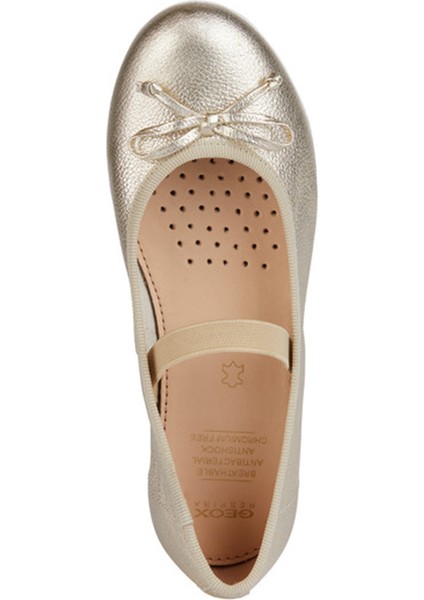 Kız Çocuk Bronz Plie Simli Deri Babet J4555D00044C2010