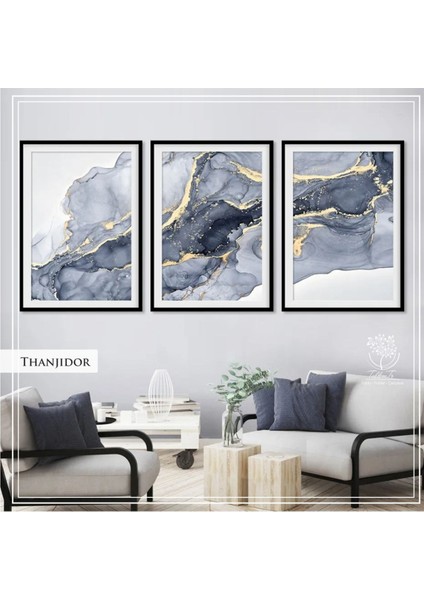 Metal Çerçeveli Gerçek Camlı Tablo Thanjidors 3 Lü Set
