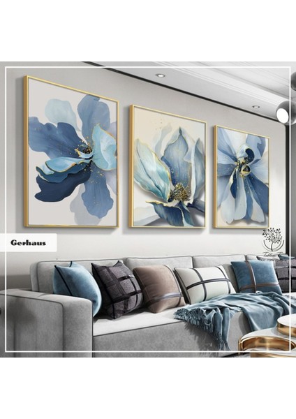 Metal Çerçeveli Gerçek Camlı Tablo Gerhaus 3 Lü Set