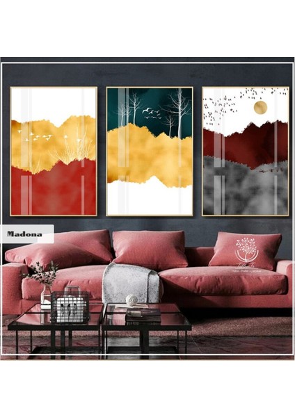 Metal Çerçeveli Gerçek Camlı Tablo Madona 3 Lü Set