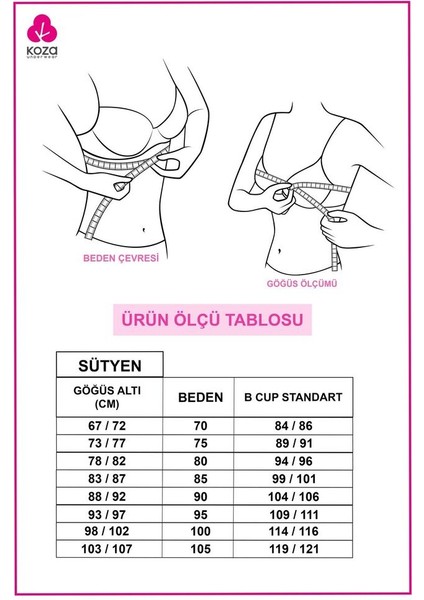 Koza İç Giyim Kadın Puanlı Desenli Tül Detaylı Dolgusuz Toparlayıcı Sütyen