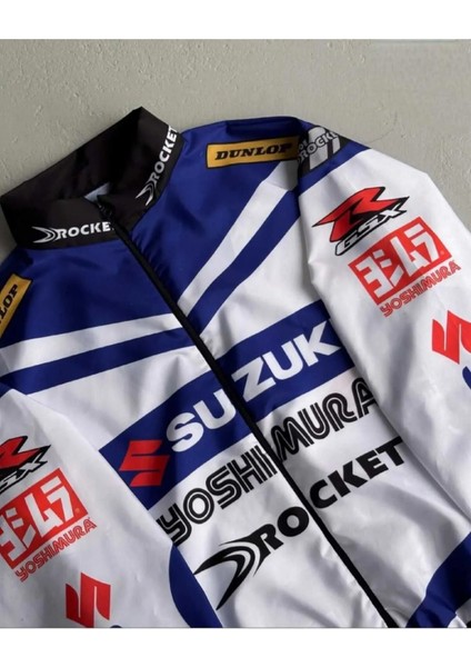 Unisex Siyah Dijital Tasarım Baskılı Fermuarlı Yağmurluk & Rüzgarlık