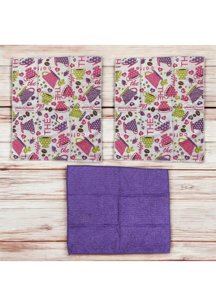 Desenli Mikrofiber Sık Pratik Özel Tasarım Mutfak Bezi Seti - 3'lü