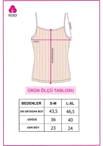 Koza İç Giyim Kadın Ajur Kaşkorse Ip Askılı Atlet