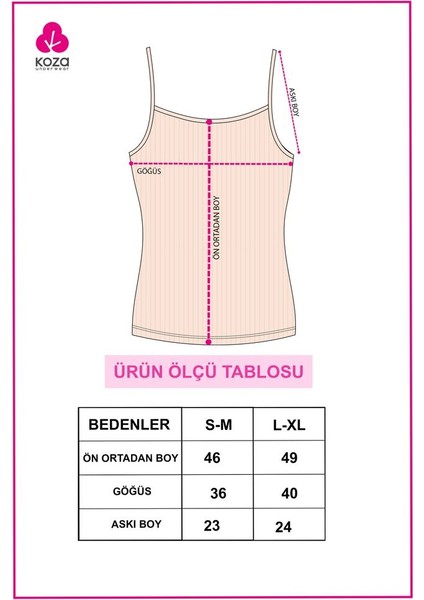 Koza İç Giyim Kadın Pamuklu Likralı Fitilli Ip Askılı Atlet