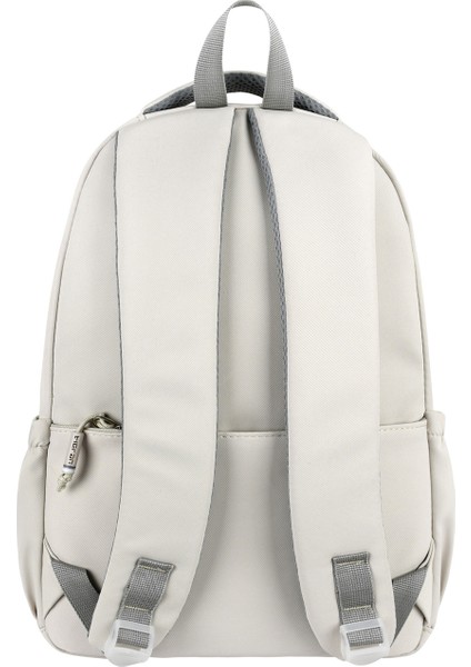 Okul Çantası Su Itici Saten Kumaş Hafif Lise ve Ortaokul Sırt Çantası - Krem