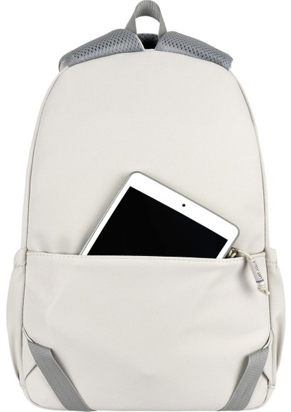 Okul Çantası Su Itici Saten Kumaş Hafif Lise ve Ortaokul Sırt Çantası - Krem fiyatları