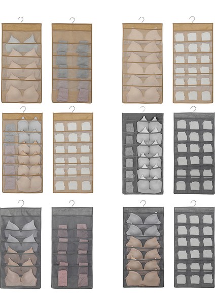 Bej 30 Izgara Stili Cift Taraflı Sütyen Iç Çamaşırı Çorap Saklama Torbası Askılı Dolap Non-Woven Organizer Askılı Yurt Odası Askılı Dolap Için (Yurt Dışından) indirimleri