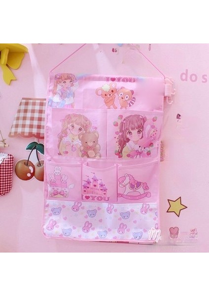 No.10 Tarzı Anime Pembe Ay Yıldız Kumaş Depolama Çantaları Yurt Dekoru Kızlar Sevimli Karikatür Duvara Asılı Çanta Organizatörü (Yurt Dışından) fiyatları