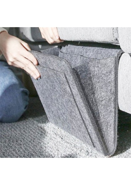 Kara Deliksiz Stil 32X20X10CM Yatak Depolama Çantası Cebi Keçe Yatak Kenarı Asma Depolama Organizatörü Öğrenci Odası Kitap Dergi Tv Kumanda Askılık Bunk Tutucu Masa Koltuk Için (Yurt Dışından)