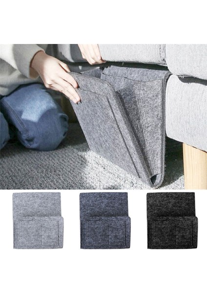 Kara Deliksiz Stil 32X20X10CM Yatak Depolama Çantası Cebi Keçe Yatak Kenarı Asma Depolama Organizatörü Öğrenci Odası Kitap Dergi Tv Kumanda Askılık Bunk Tutucu Masa Koltuk Için (Yurt Dışından)