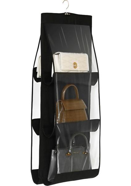 Siyah Stil 6 Cep Katlanabilir Askılı Çanta 3 Katlı Katlanabilir Raf Çanta Cüzdan Organizer Sundry Pocket Askılı Depolama Dolap Askısı (Yurt Dışından)