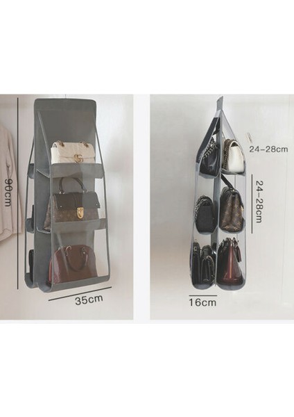 Siyah Stil 6 Cep Katlanabilir Askılı Çanta 3 Katlı Katlanabilir Raf Çanta Cüzdan Organizer Sundry Pocket Askılı Depolama Dolap Askısı (Yurt Dışından) modelleri