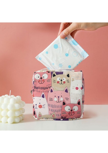 No.2 Tarzı 13X13X3CM Kızlar Için Taşınabilir Sevimli Moda Kozmetik Kare Izgara Fermuarlı Çanta Pamuk Küçük Saklama Kutusu Tutucuları Menstrüel Ped Saklama Çantası (Yurt Dışından) indirimleri