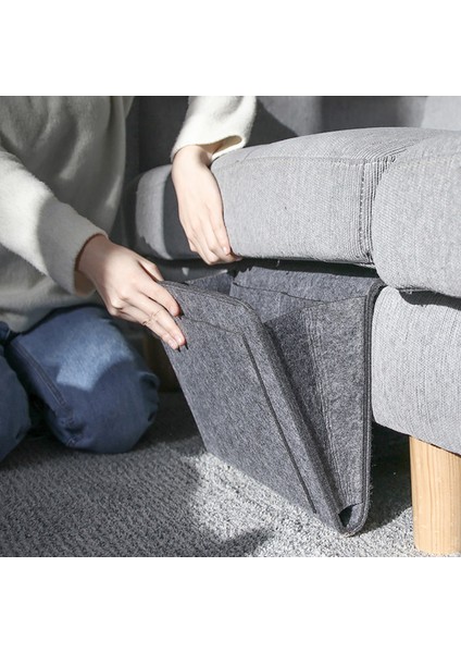 Koyu Gri Tarzı 32X20X10CM Yan Sehpa Organizatörü Asma Yatak Tutucu Cebi Yatak Cebi Koltuk Organizatör Cebi Kitap Keçe Yatak Tutucu Depolama Çantası (Yurt Dışından)