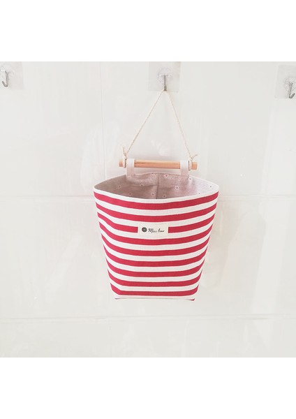 Kırmızı Çizgili Çanta Modeli U 14X19CM Tuval Depolama Çantası Ev Asma Organizatör Duvar Kapı Askı Depolama Cebi Banyo Malzemeleri Konteyner Ofis Masaüstü Düzenleyiciler (Yurt Dışından)
