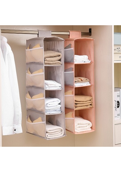 4 Kat-Pembe Stil Çok Katmanlı Gardırop Dolabı Katlanabilir Eşya Depolama Rafı Elbise Iç Askılı Gardırop Düzenleyici Gardırop Düzenleyici Depolama Rafı (Yurt Dışından) fiyatları