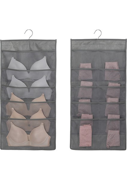 Gary 15 Izgara Stili Cift Taraflı Sütyen Iç Çamaşırı Çorap Saklama Torbası Askılı Dolap Non-Woven Organizer Askılı Yurt Odası Askılı Dolap Için (Yurt Dışından)