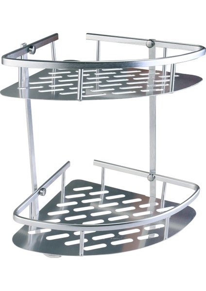 Bronz Tarzı Alüminyum 2 Katlı Banyo Organizer Köşe Depolama Raf Havlu Tutucu Duş Raf Banyo Depolama Ev Aracı Gümüş (Yurt Dışından)