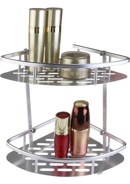 Bronz Tarzı Alüminyum 2 Katlı Banyo Organizer Köşe Depolama Raf Havlu Tutucu Duş Raf Banyo Depolama Ev Aracı Gümüş (Yurt Dışından) fırsatları